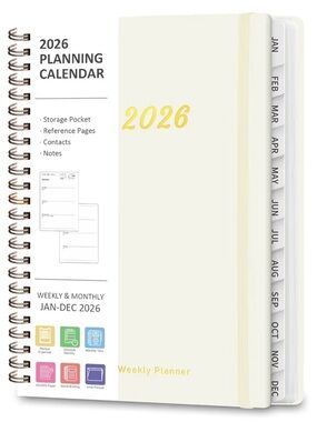 Spiral Weekly&Monthly Planner - Cream Cover with Gold Coil A5